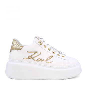 Sneakers femei Karl Lagerfeld Anakapri Signia albi cu auriu  din piele 2058dp63510au