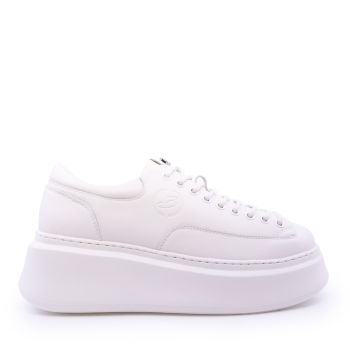 Sneakers femei lace up Benvenuti albi din piele 3748DP046A