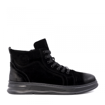 Sneakers high top bărbați Benvenuti negri din piele întoarsă  3858BG503VN