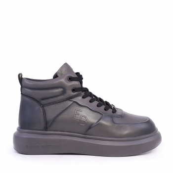 Sneakers high top bărbați Enzo Bertini gri din piele naturală  3868BG545GR