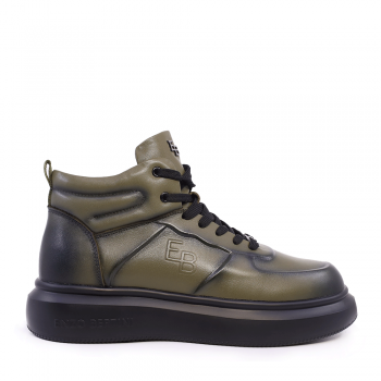 Sneakers high top bărbați Enzo Bertini verzi din piele naturală 3868BG545V