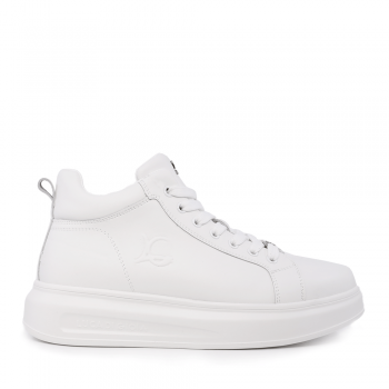 Sneakers high top bărbați Luca di Gioia albi din piele naturală 3918BG152A