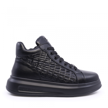 Sneakers high top bărbați Luca di Gioia negri din piele 3918BG154N