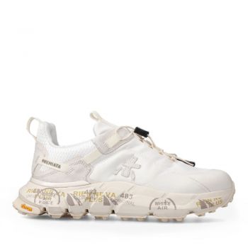 Sneakers Premiata CrossD albi din piele și textil 1698DP376A