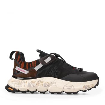 Sneakers Premiata CrossD negri din piele și textil 1698DP374N