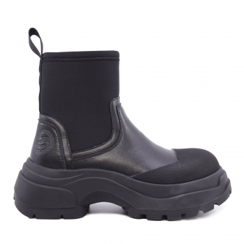 Ghete tip slip on femei Benvenuti negre din piele și textil 3746DG006N