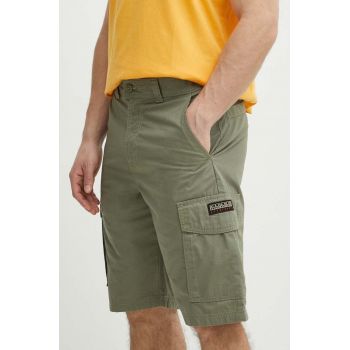 Napapijri pantaloni scurti din bumbac N-Maranon Cargo culoarea verde, NP0A4H1RGAE1