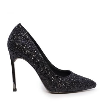 Pantofi stiletto  femei Luca di Gioia negri din glitter 3847DP278GLN