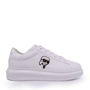 Sneakers bărbați Karl Lagerfeld Kapri Karl NFT albi din piele 2057BP52530A