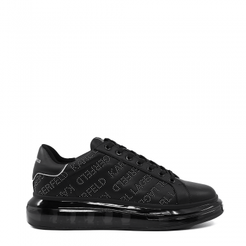 Sneakers bărbați Karl Lagerfeld Kapri Kushion Essential negri din piele 2057BP52671N