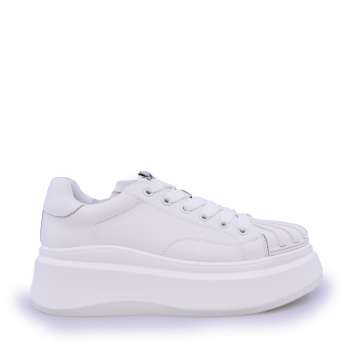 Sneakers cu talpă înaltă femei Luca di Gioia albi din piele 3849DP171A