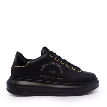 Sneakers femei Karl Lagerfeld Kapri Metal Maison negri din piele 2057DP62539N