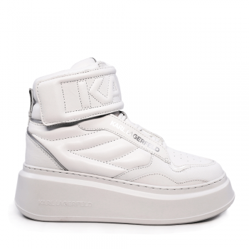 Sneakers high top femei Karl Lagerfeld albi din piele naturală 2056DG63555A