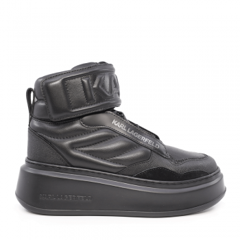 Sneakers high top femei Karl Lagerfeld negri din piele naturală 2056DG63555N