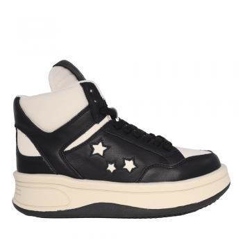 Sneakers high top femei Luca di Gioia negri din piele 3846DG110N