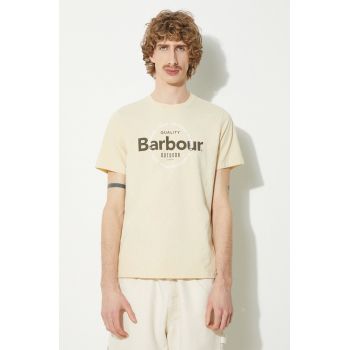 Barbour tricou Bidwell Tee barbati, culoarea bej, cu imprimeu, MTS1268