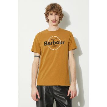 Barbour tricou Bidwell Tee barbati, culoarea galben, cu imprimeu, MTS1268