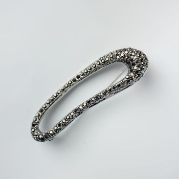 Brosa metalica argintie cu pietricele gen marcasite argintii, tip ac