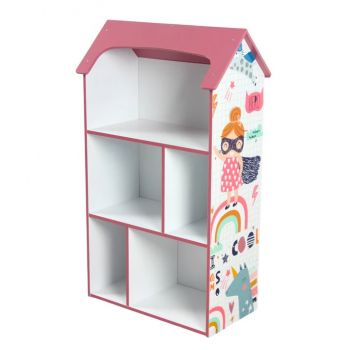 Organizator casuta din lemn Ginger Home pentru jucarii si carti Super Girl