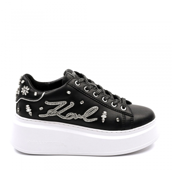 Sneakers femei Karl Lagerfeld Anakapri Florastone Karl Patch negri din piele 2059DP63525N