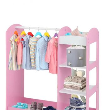 Stand pentru imbracaminte cu polite si oglinda Ginger Home Mirror Pink