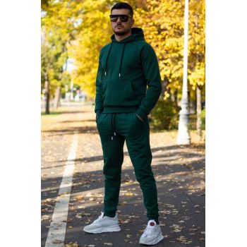 Trening Flausat HOOD Bumbac Verde