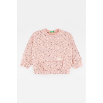 Bluza sport cu decolteu la baza gatului si model floral