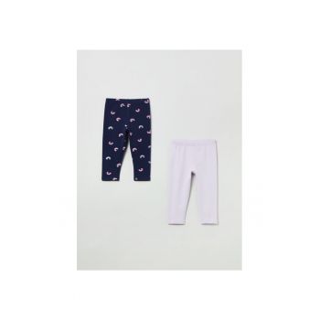 Set 2 perechi pantaloni copii - 35960 - Violet/Bleumarin - Bumbac