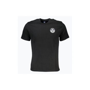 Tricou barbati cu decolteu la baza gatului si logo negru