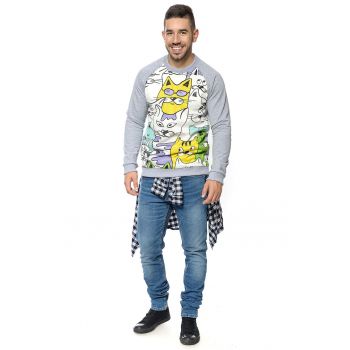 Bluza de trening cu imprimeu grafic si maneci raglan