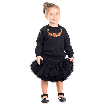 Bluza de trening din bumbac cu model floral si maneci raglan