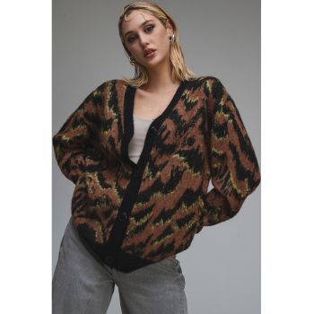 Cardigan din amestec de lana cu model