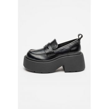 Pantofi loafer de piele ecologica cu model masiv