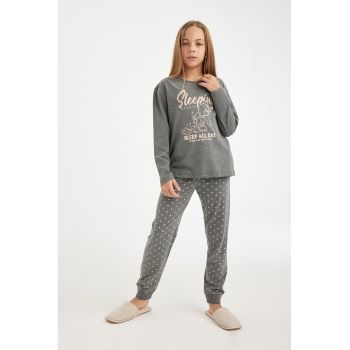 Pijama din amestec de bumbac cu model grafic