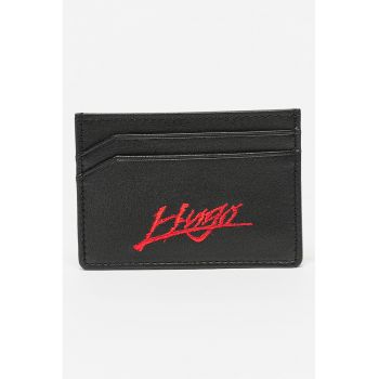 Portcart de piele cu logo brodat Handwritten