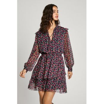 Rochie mini evazata cu model floral