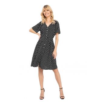 Rochie scurta dama - Bumbac - Negru/Alb