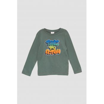 Bluza de bumbac cu imprimeu text