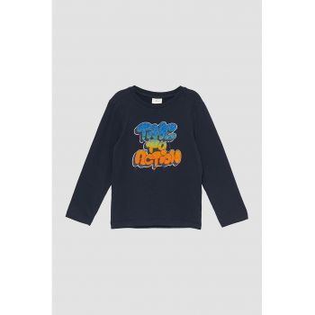 Bluza de bumbac cu imprimeu text