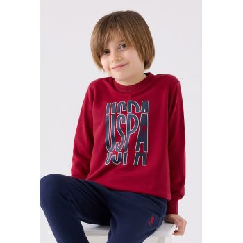 Set de bluza sport cu imprimeu logo si pantaloni sport