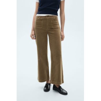 Pantaloni crop evazati din reiat Catherip