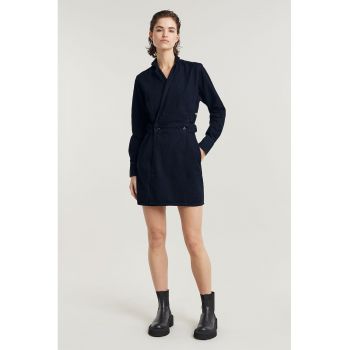 RAW - Rochie din denim cu maneci lungi si model petrecut