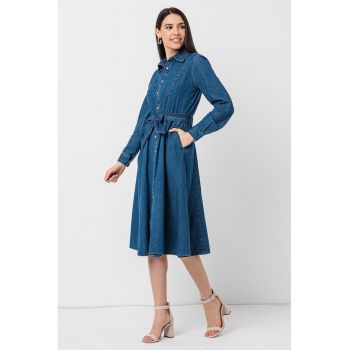 Rochie-camasa midi din denim