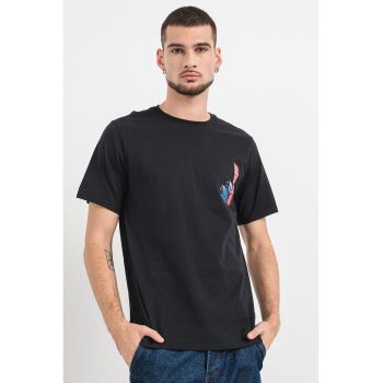 Tricou cu decolteu la baza gatului si logo grafic