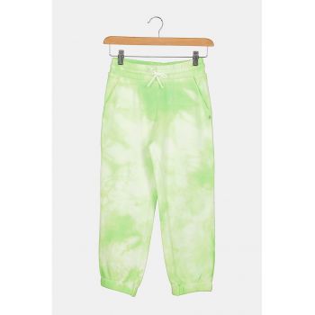 Pantaloni sport cu model tie-dye si snur de ajustare