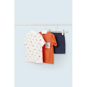 Set de pantaloni scurti si tricou de bumbac - 3 piese