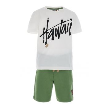 Set de pantaloni scurti si tricou din bumbac cu imprimeu