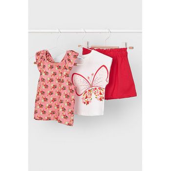 Set de tricou cu imprimeu - rochie si fusta - 3 piese