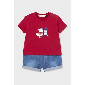 Set de tricou cu imprimeu si blugi scurti