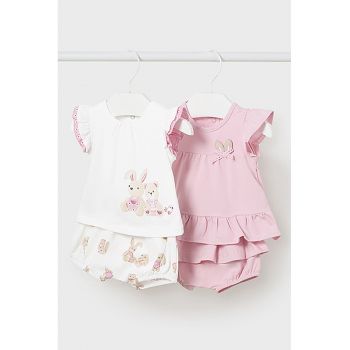 Set de tricou de bumbac si brmude scurte cu volane - 2 costume